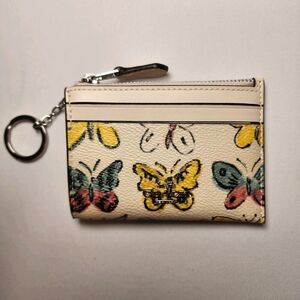 NWT COACH CAR22 Mini Skinny Id Case With Butterfly Print v2